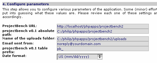 projectbench parameters